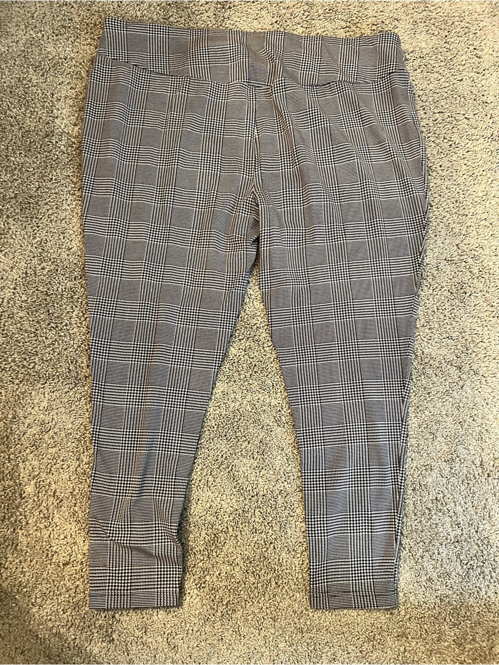 Terra & Sky Black & White Glen Plaid Stretch Pants
